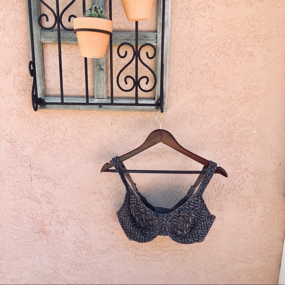 Olga lined grey floral bra